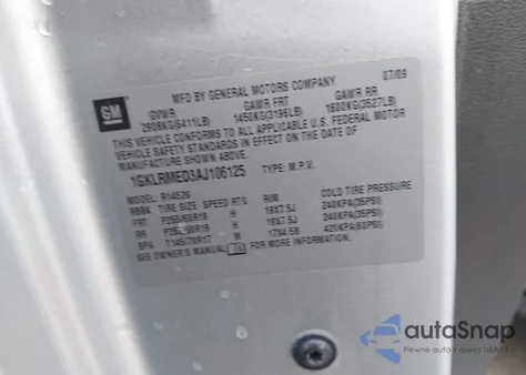 2010 GMC Acadia Slt-1 z USA, uszkodzony, nr VIN 1GKLRMED3AJ106125